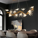 Modern golden bird crystal glass branch chandelier living room