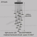 Modern golden black led long chandelier for staircase dining room