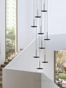 Modern golden black led long chandelier for staircase dining room