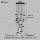 Modern golden black led long chandelier for staircase dining room