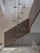 Modern golden black led long chandelier for staircase dining room