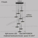 Modern golden black led long chandelier for staircase dining room