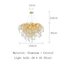 Modern golden branch crystal led ceiling chandelier living room