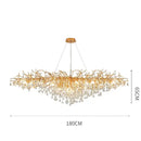 Modern golden branch crystal led ceiling chandelier living room