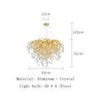 Modern golden branch crystal led ceiling chandelier living room