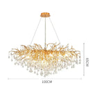 Modern golden branch crystal led ceiling chandelier living room