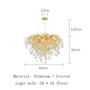 Modern golden branch crystal led ceiling chandelier living room