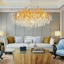 Modern golden branch crystal led ceiling chandelier living room