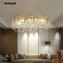 Modern golden branch led ceiling chandelier living room crystal light