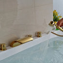 Modern golden brass bathtub faucet with handheld shower bathroom fixture