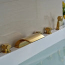 Modern golden brass bathtub faucet with handheld shower bathroom fixture