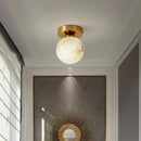 Modern golden brass marble square ceiling lamp bedroom