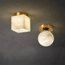 Modern golden brass marble square ceiling lamp bedroom