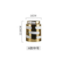 Modern golden ceramic striped jars 3 piece living room storage set