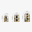 Modern golden ceramic striped jars 3 piece living room storage set