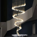 Modern golden crystal led staircase chandelier for lobby lighting