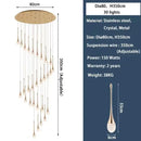 Modern golden crystal led staircase chandelier for lobby lighting