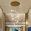 Modern golden crystal led staircase chandelier for lobby lighting