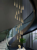 Modern golden crystal pendant chandelier living room teardrop light