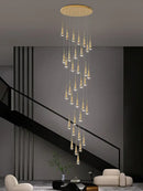 Modern golden crystal pendant chandelier living room teardrop light