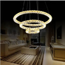 Modern golden crystal ring ceiling chandelier dining room light