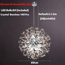 Modern golden dandelion spark led chandelier living room crystal light