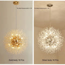Modern golden dandelion spark led chandelier living room crystal light