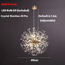 Modern golden dandelion spark led chandelier living room crystal light