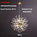 Modern golden dandelion spark led chandelier living room crystal light