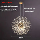 Modern golden dandelion spark led chandelier living room crystal light