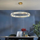 Modern golden double ring decorbites crystal led ceiling chandelier dining room