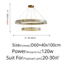 Modern golden double ring decorbites crystal led ceiling chandelier dining room