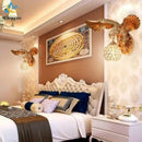 Modern golden eagle crystal led wall lamp for bedroom living room