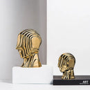Modern golden geometric ceramic head sculpture living room decor