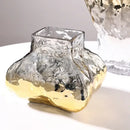 Modern golden geometric glass vase set gold & black living room decor