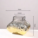 Modern golden geometric glass vase set gold & black living room decor