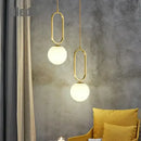 Modern golden glass ball pendant light for kitchen oval metal frame