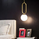 Modern golden glass ball pendant light kitchen oval metal frame