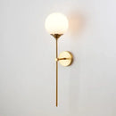 Modern golden glass ball wall lamp bedroom smoked globe sconce