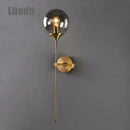 Modern golden glass ball wall lamp bedroom smoked globe sconce