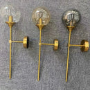 Modern golden glass ball wall lamp bedroom smoked globe sconce