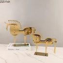 Modern golden horse metal sculpture living room desk decor