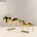 Modern golden horse metal sculpture living room desk decor