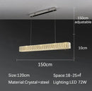 Modern golden led crystal chandelier for dining room rectangular light