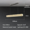 Modern golden led crystal chandelier for dining room rectangular light