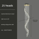Modern golden led crystal chandelier living room staircase light