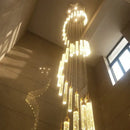 Modern golden led crystal chandelier living room staircase light