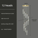 Modern golden led crystal chandelier living room staircase light