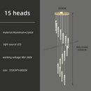 Modern golden led crystal chandelier living room staircase light