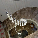 Modern golden led crystal chandelier living room staircase light